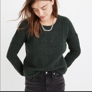 Madewell Charley Alpaca Blend Chunky Knit Dark Green Sweater Womens XS